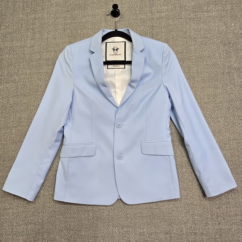 Black N Bianco Suit Set Boys 14 Blue 3pc Jacket Vest Pants Slim Formal Wedding